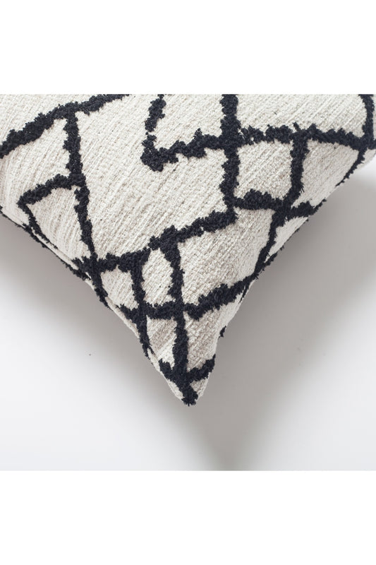 Maya - Ethnic Kilim Patterned Rectangular Pillow 12x20 Inch - Black (Cover Only)