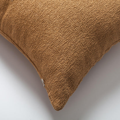 Julia - Plain Boucle Woven Lumbar Pillow 14x28 Inch - Mustard (Cover Only)