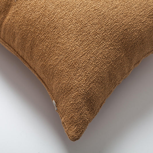 Julia - Plain Boucle Woven Lumbar Pillow 14x28 Inch - Mustard (Cover Only)