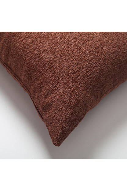 Julia - Plain Boucle Woven Rectangular Pillow 16x24 Inch - Brown (Cover Only)
