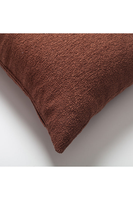 Julia - Plain Boucle Woven Rectangular Pillow 16x24 Inch - Brown (Cover Only)