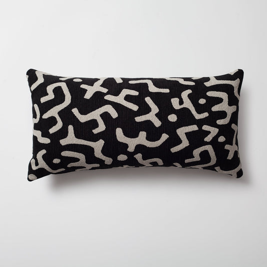 Nandos - Maze Patterned 14x28 Inch Pillow - Black (Cover Only)