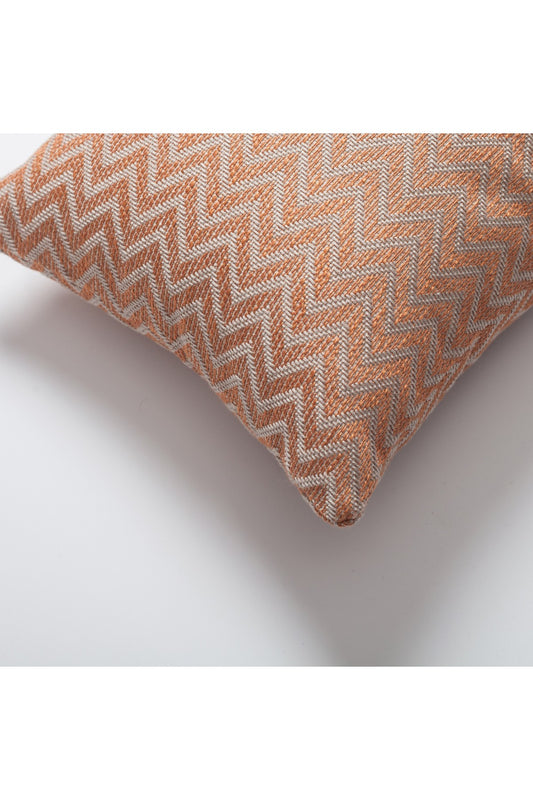 Orsa - Linen Zigzag Patterned Weave Pillow 12x20 Inch - Orange (Cover Only)