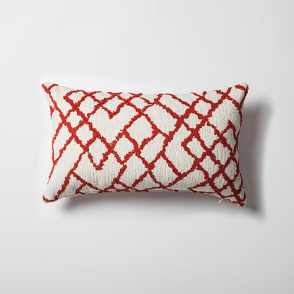 Maya - Ethnic Kilim Patterned Rectangular Pillow 12x20 Inch - Red (Cover Only)