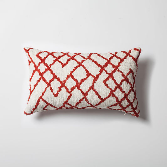 Maya - Ethnic Kilim Patterned Rectangular Pillow 12x20 Inch - Red (Cover Only)