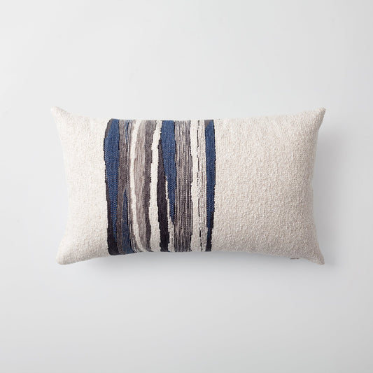 Combos  - Linen Floor and Woven Throw Pillow 30x50 Navy Blue