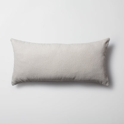 Julia - Plain Boucle Woven Lumbar Pillow 14x28 Inch - White (Cover Only)