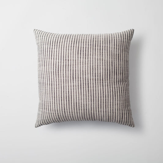 Zuma  - Linen Striped 100% Natural Throw Pillow 45x45 - Black
