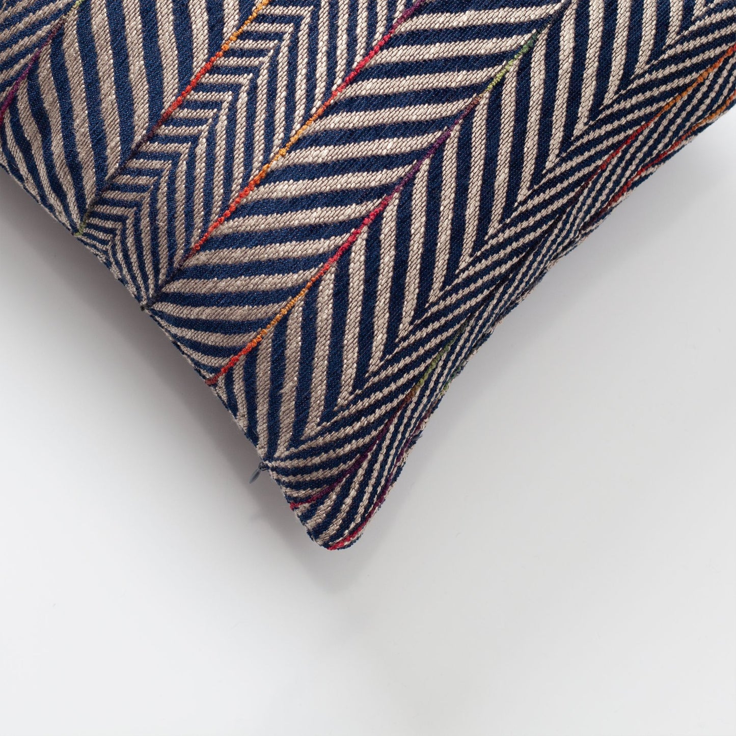 Sense - Linen Gradient Striped Herringbone Patterned Pillow 12x20 Inch - Navy Blue (Cover Only)