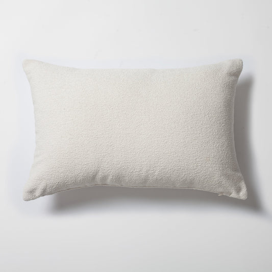 Julia - Plain Boucle Weave Rectangular Linen Pillow 16x24 Inch - White (Cover Only)
