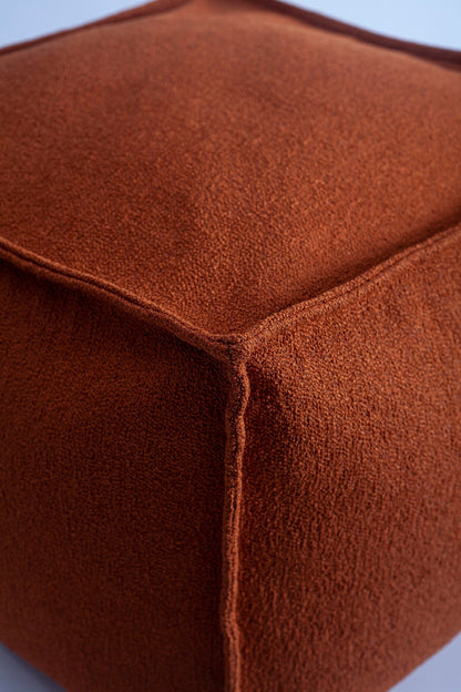 Julia Puf - Colorful Plain Boucle Textured Pouf - Orange (Cover Only)