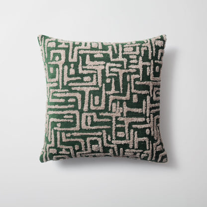 Gilda - Maze Patterned Linen Pillow 18x18 Inch - Green (Cover Only)