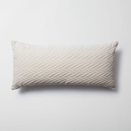 Cello - Embossed Pattern Cushion 14x28 Inch - White (Cover Only)
