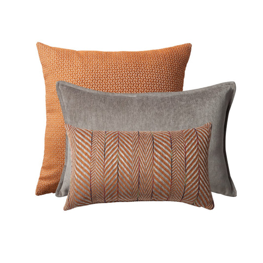 Arte & Sense - Decorative Pillow - 3-piece Orange Mink Combo Set (Cover Only)