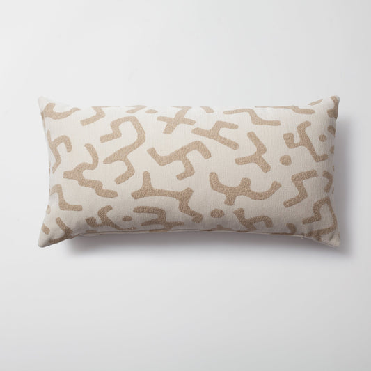 Nandos - Maze Patterned 14x28 Inch Pillow - Cream (Cover Only)