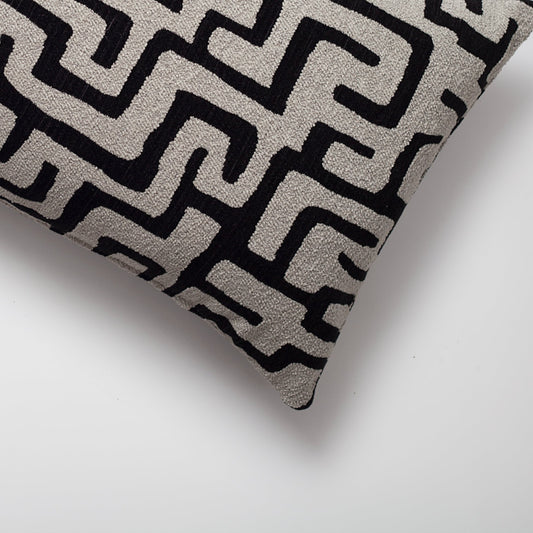 Norm - Maze Patterned 14x28 Inch Pillow - Black (Cover Only)