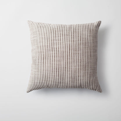 Zuma  - Linen Striped 100% Natural Throw Pillow 45x45 - Brown