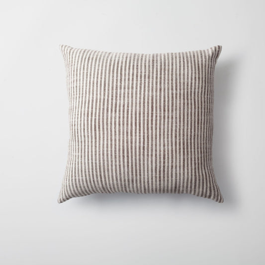 Zuma  - Linen Striped 100% Natural Throw Pillow 45x45 - Brown