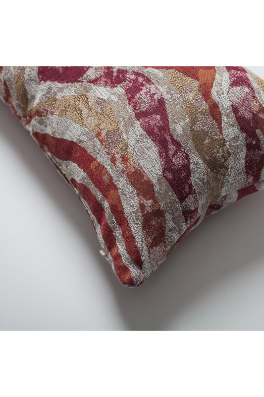 Rio - Zebra Patterned Viscose Weave Pillow 12x20 Inch - Red (Cover Only)