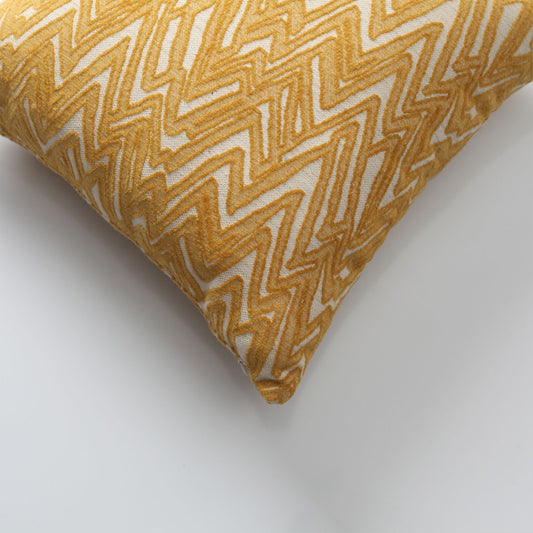 Maya - Zigzag Patterned Pillow 18x18 Inch - Yellow (Cover Only)