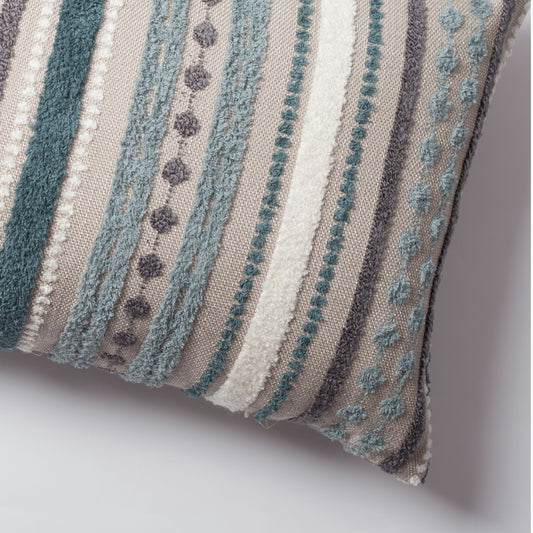Nomad - Multicolored Striped Linen Decorative Pillow 14x28 Inch - Blue (Cover Only)