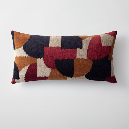 Otto  - Modern 35x70 Throw Pillow with Geometric Pattern - Bordeaux